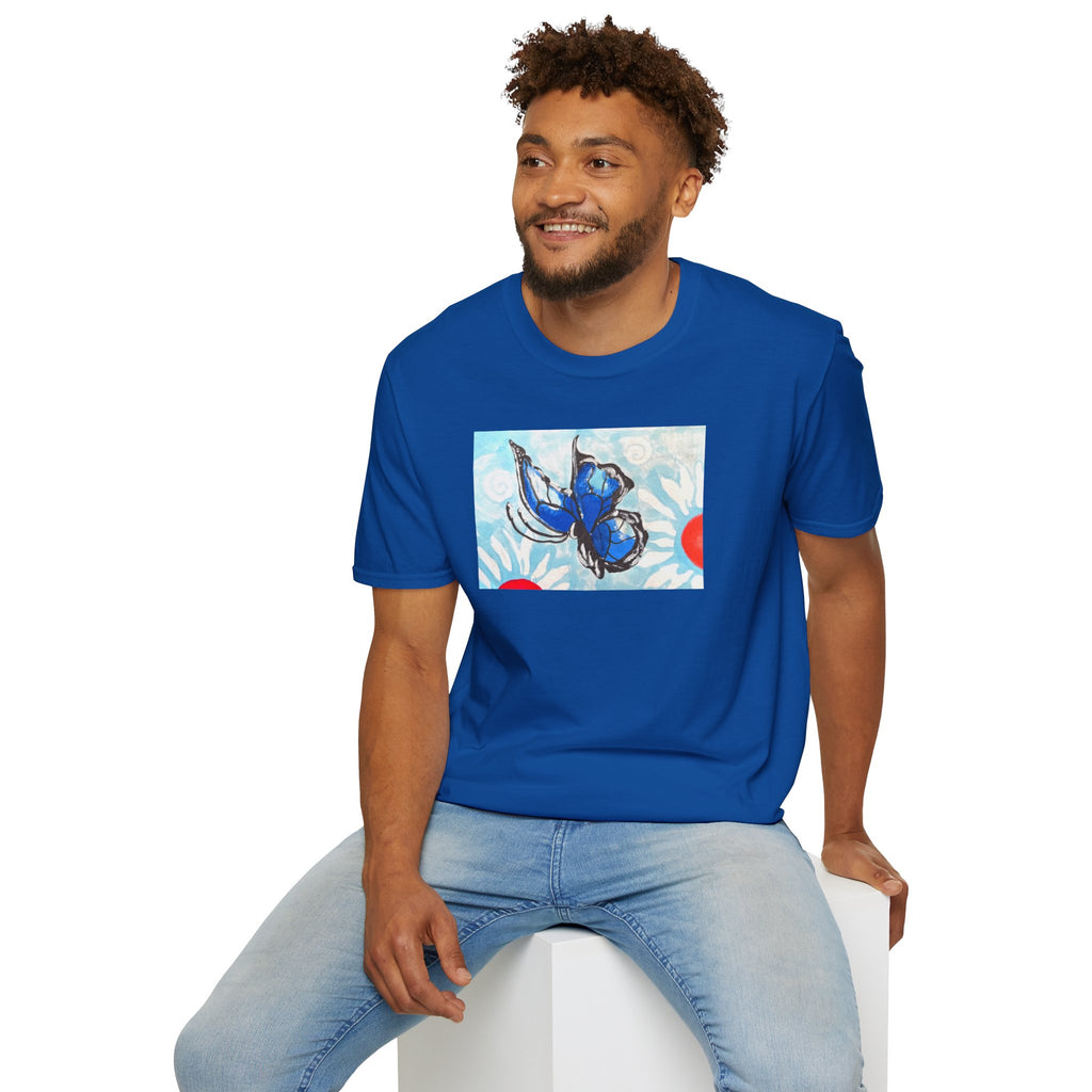 Blue Morpho Butterfly Floral T-Shirt